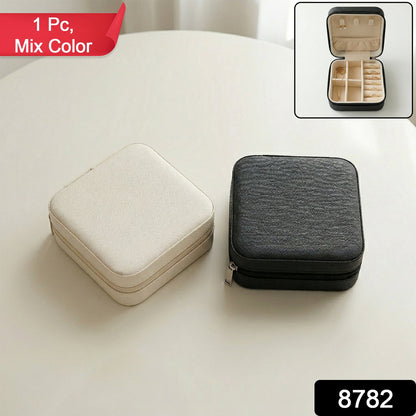 Mini PU leather jewellery box open showing compartments India