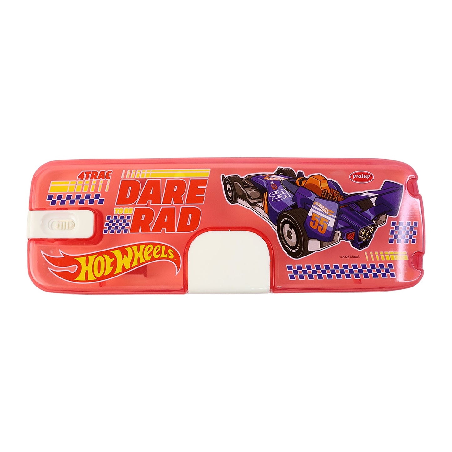 Plastic Pencil Box with LED Light & Cartoon Print (1 Pc)