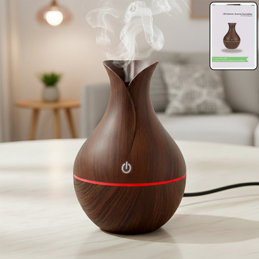  Mini Wooden Vase Pot Diffuser Mist Humidifier - main