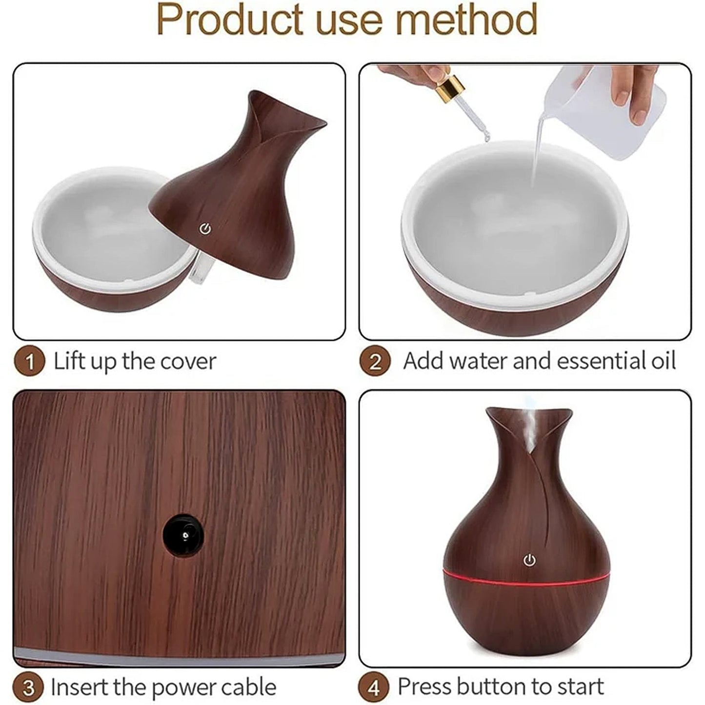  Mini Wooden Vase Pot Diffuser Mist Humidifier - comparison