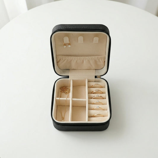 Mini PU leather jewellery travel box portable compact organizer India