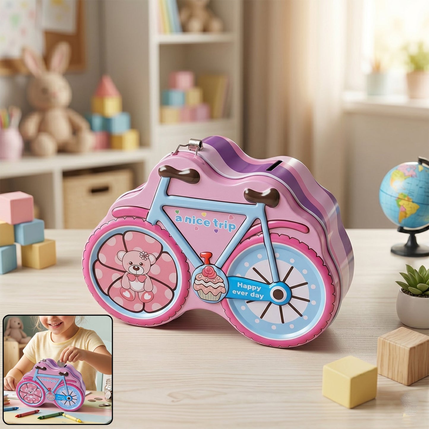 bicycle piggy bank lock