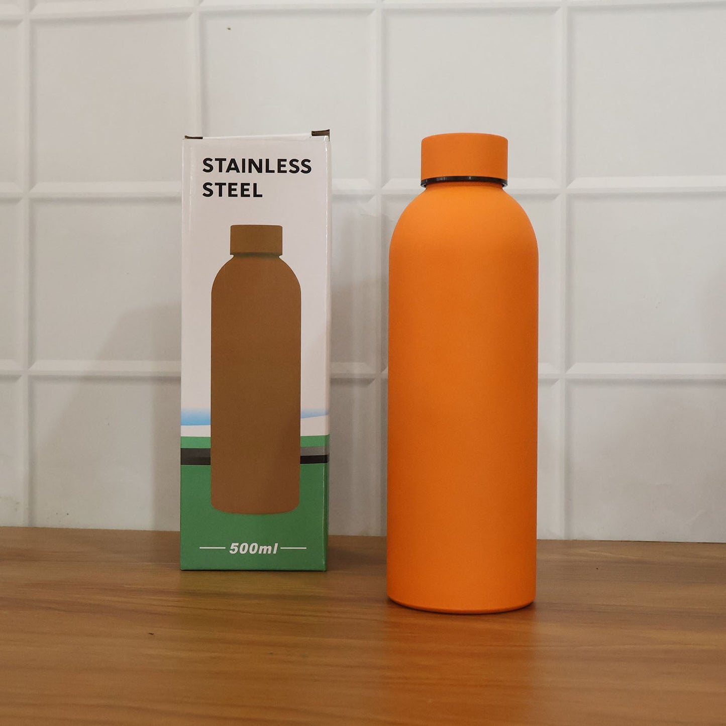 Stainless Steel Double Wall Vacuum-Insulated Drink Water (Orange / 500 ML Approx)