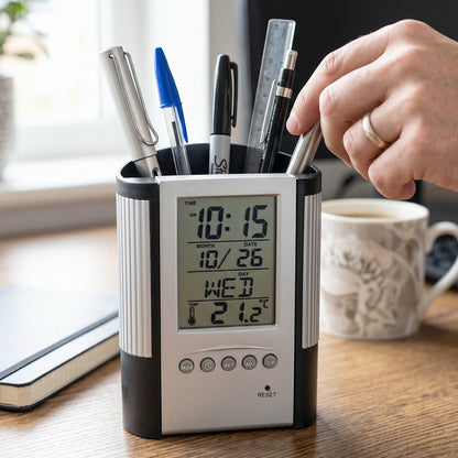 Office Pen Stand Clock