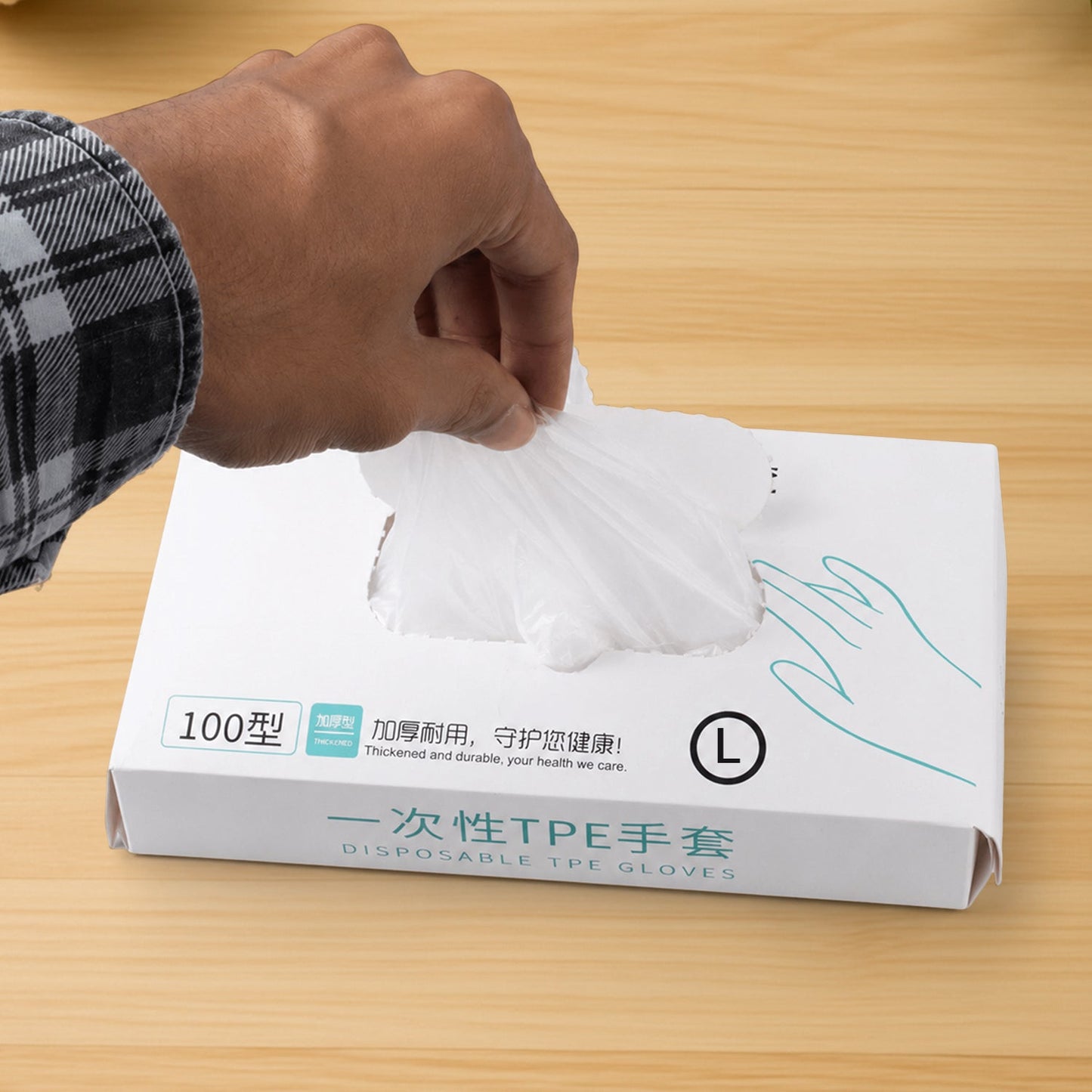 Disposable Clear Plastic Gloves (100 Pc, Large)