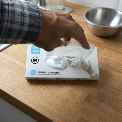 Disposable Clear Plastic Gloves (100  Pc, Medium)
