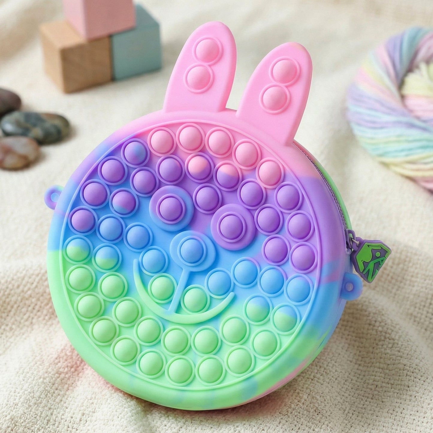Cute Caterpillar Shape Pop It Silicone Pencil Pouch (1 Pc)