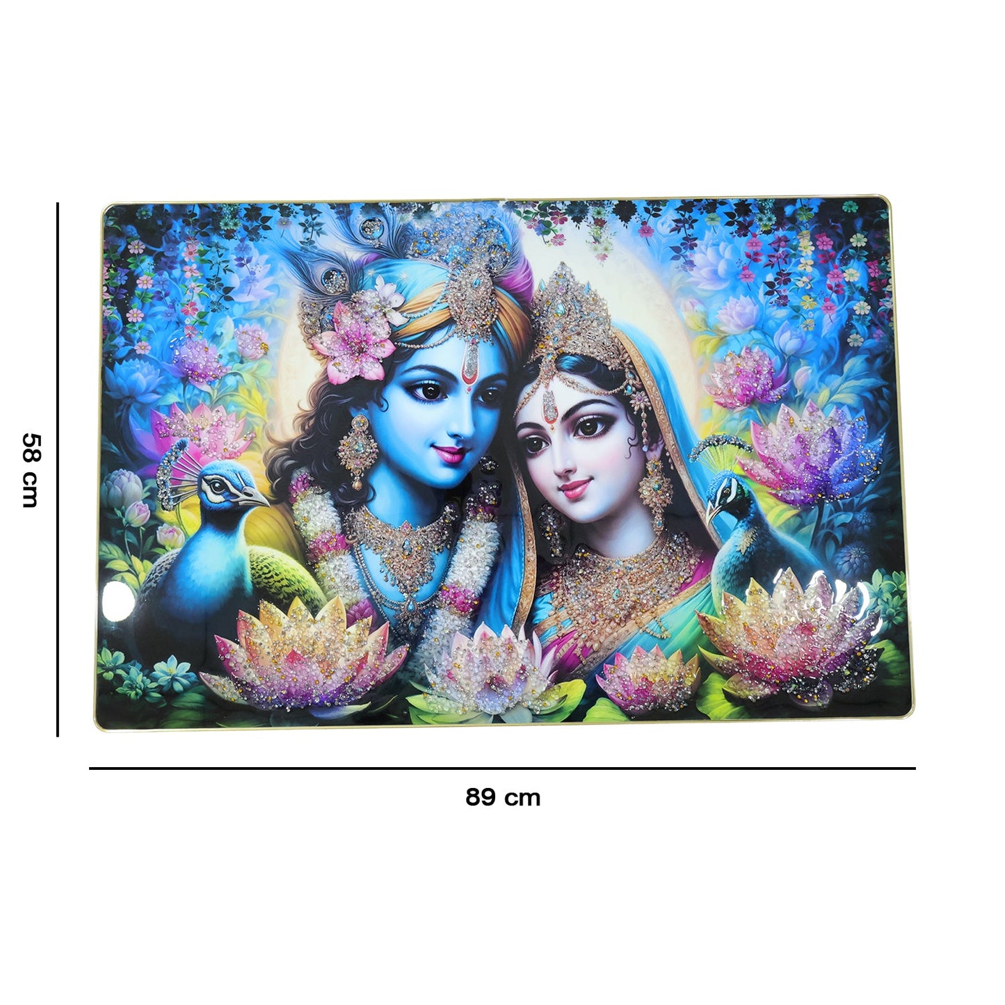 Premium Radha Krishna Decorative Wall Frame Painting (1 Pc, 89x58 Cm)
