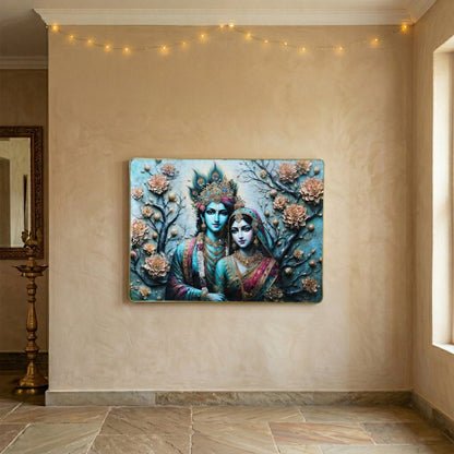 Premium Radha Krishna Decorative Wall Frame (1 Pc, 60x45 Cm)