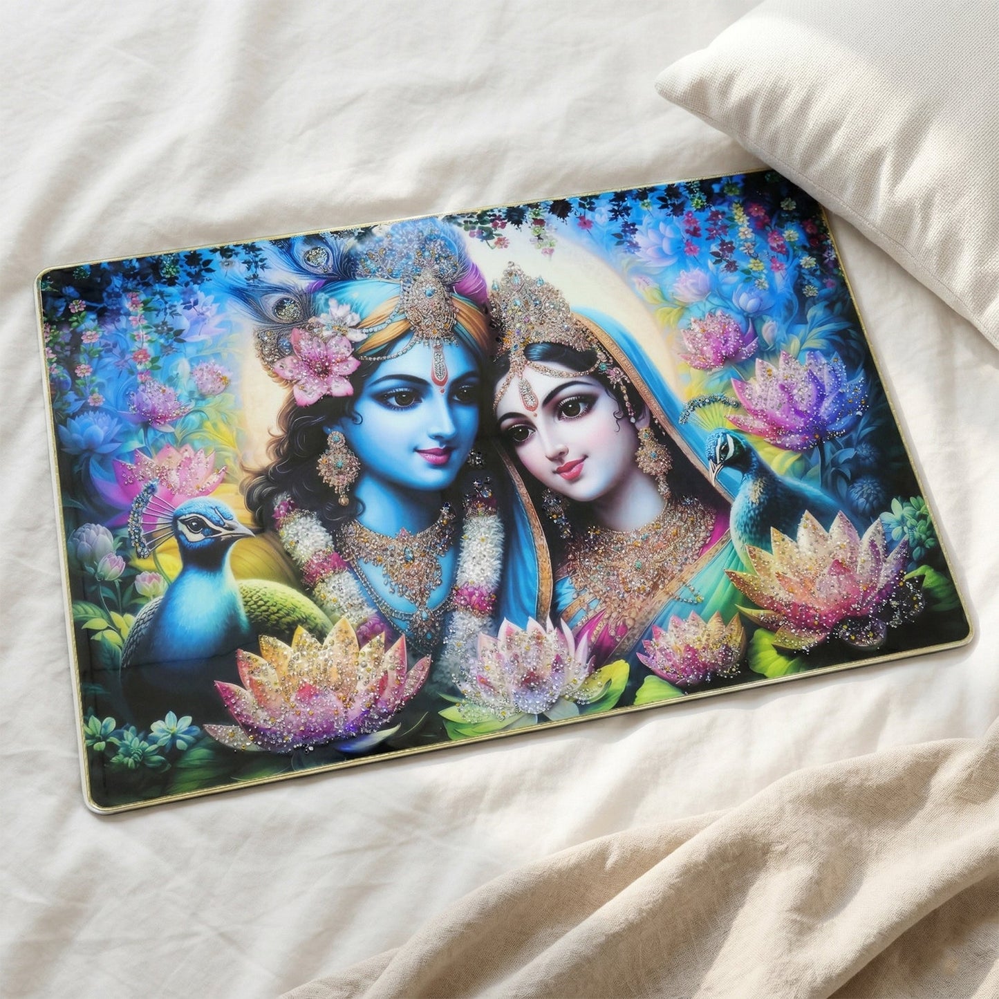 Premium Radha Krishna Decorative Wall Frame Painting (1 Pc, 89x58 Cm)