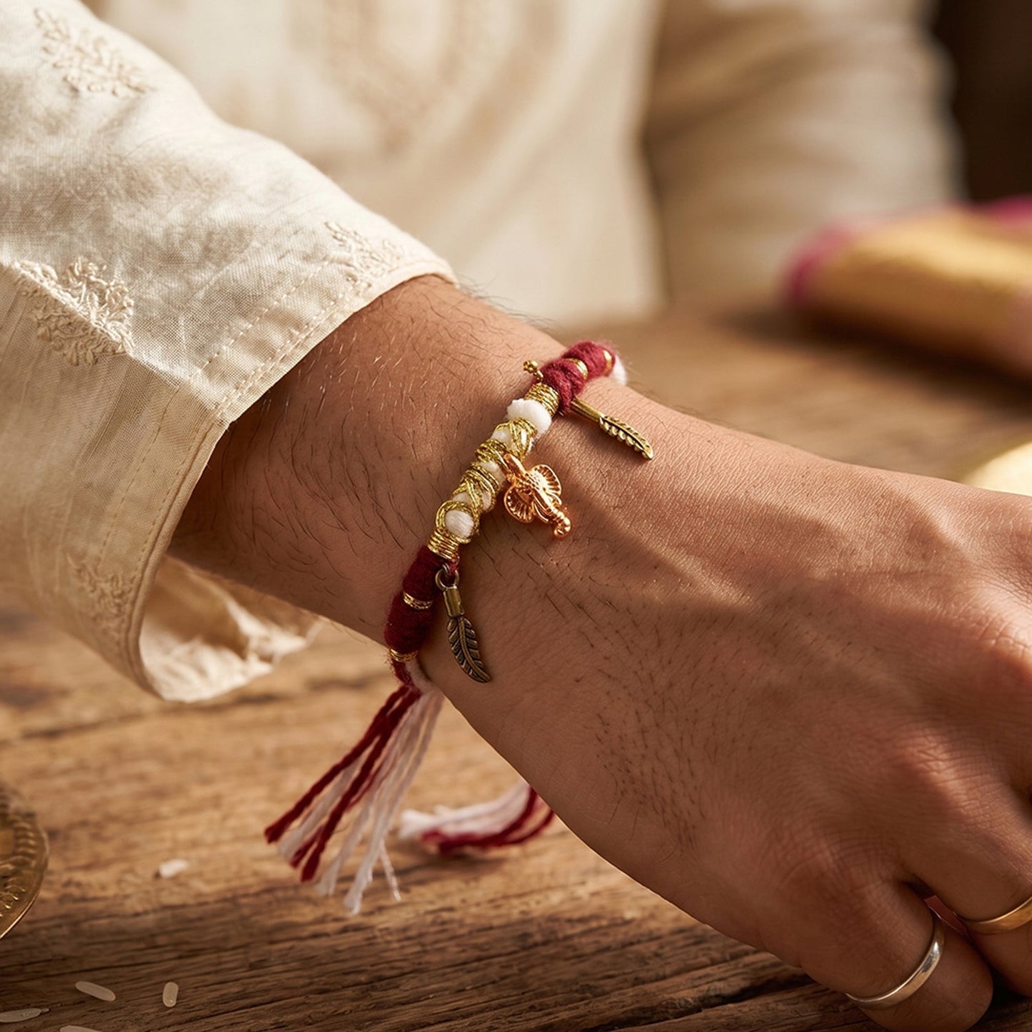 Designer Ganesh Rakhi with Gold Charms