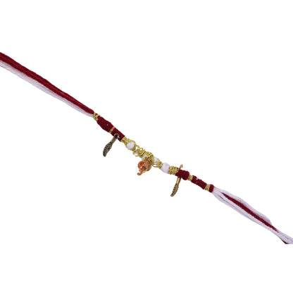 Ganesh Ji Charm Rakhi with Feather Dangles