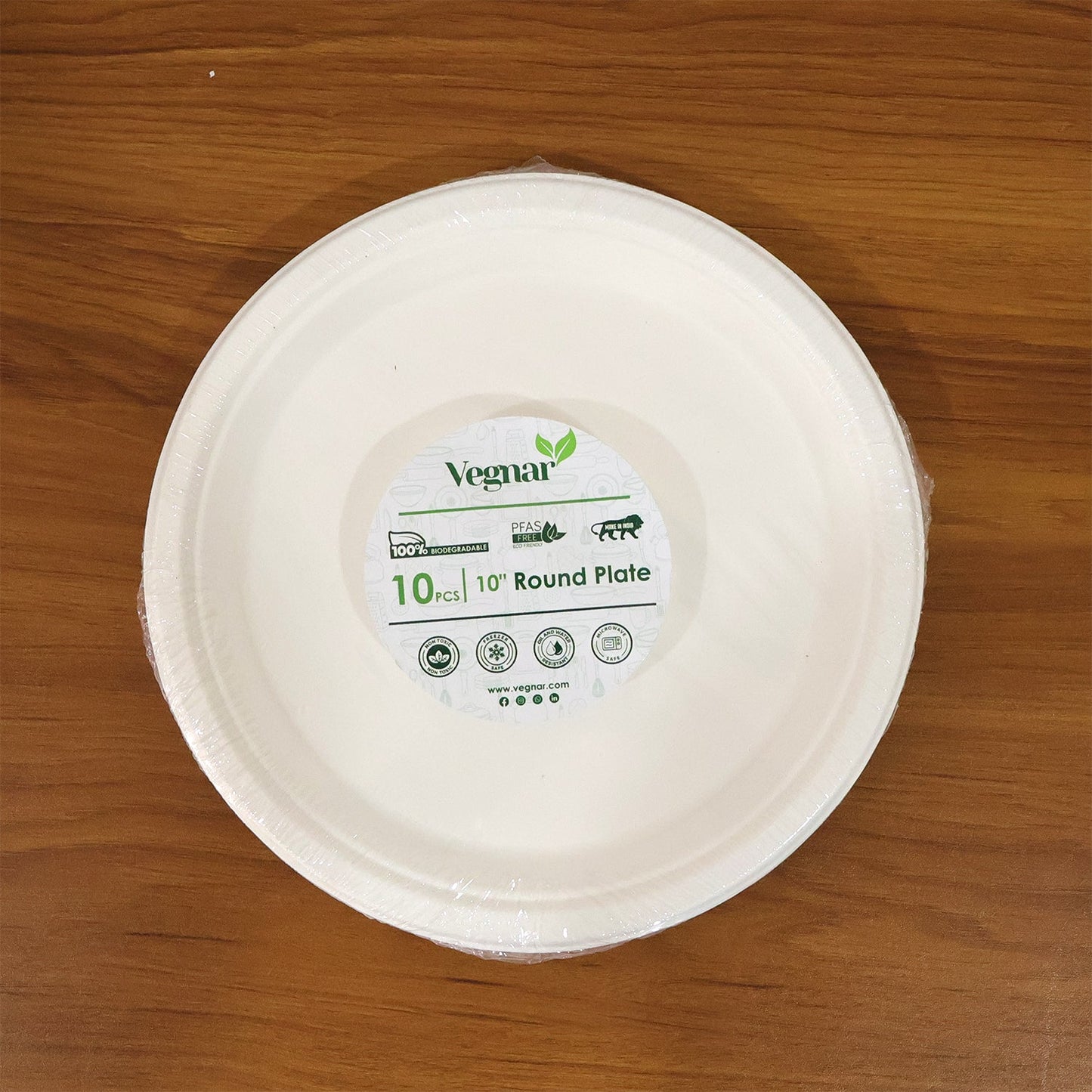 Vegnar Disposable Round Food Serving Plate (10 Pc)