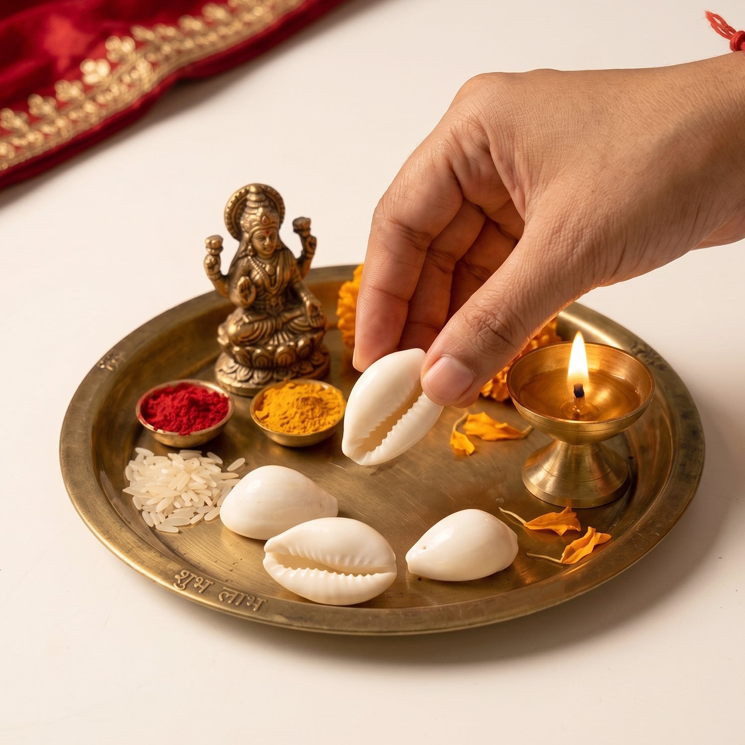 spiritual puja shell set decorative