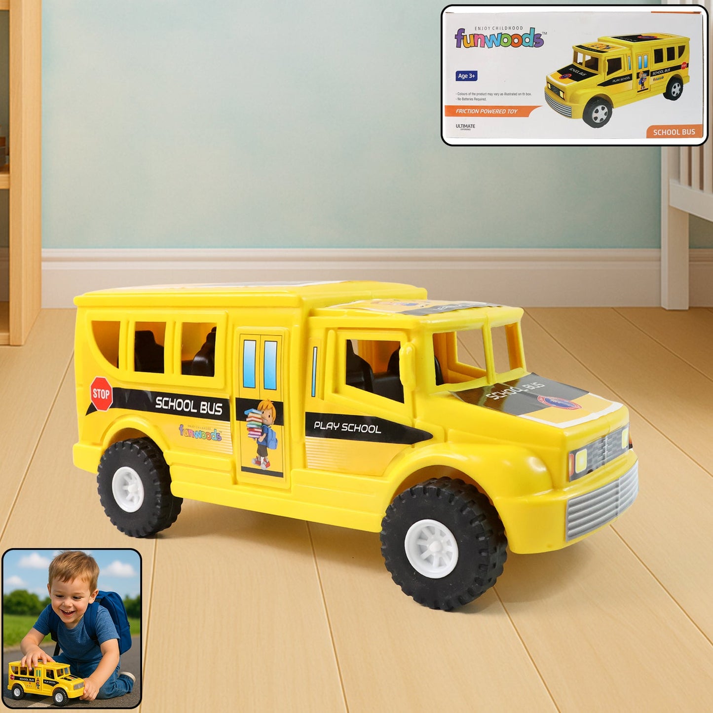 kids yellow bus toy