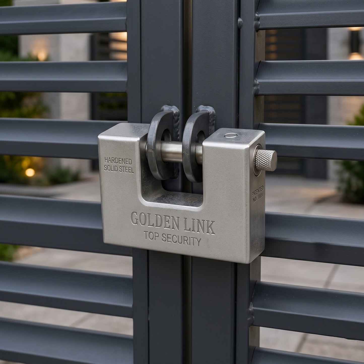 94mm Stainless Steel Padlock: Rectangular, Hardened Steel, 5 Keys