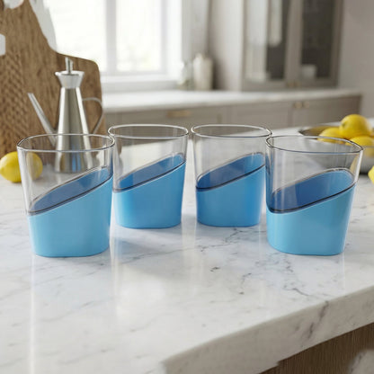 Prexo Stylish Grip Base Plastic Selo Glass (4 Pc, Set 300 ML Each)