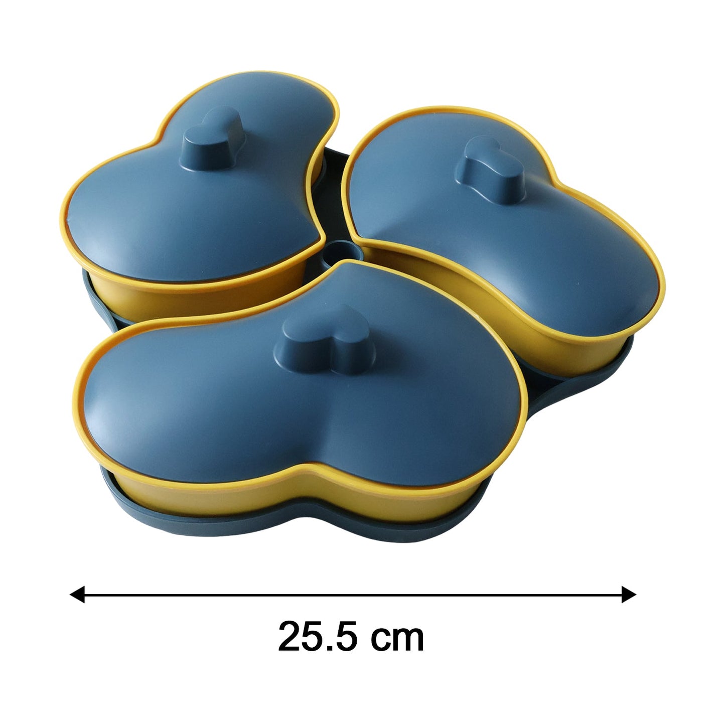 Multipurpose 3 Section Snack Serving Tray with Lid (1 Pc)