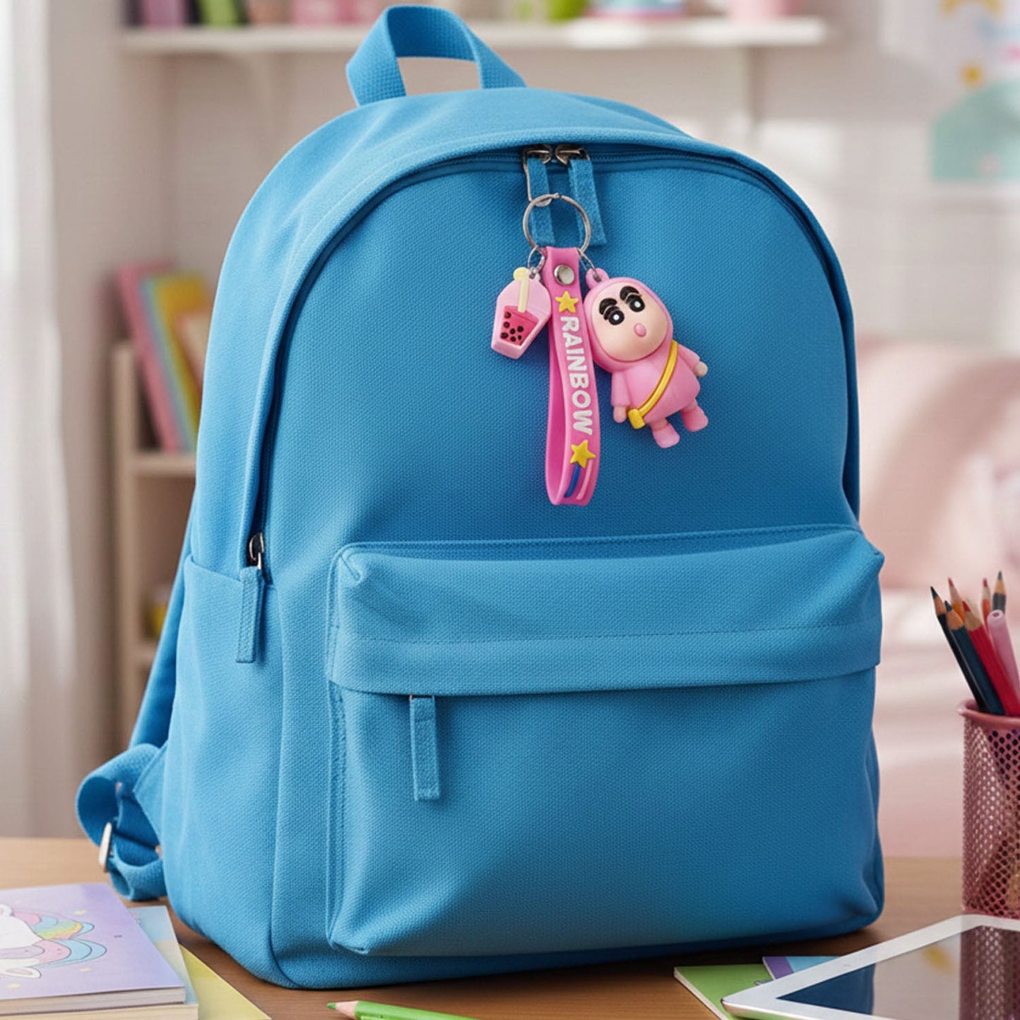 Cartoon themed bag charm keychain