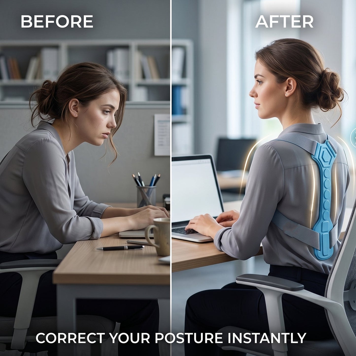 Ergonomic Adjustable Back Posture Corrector Support Belt (1 Pc, Small)