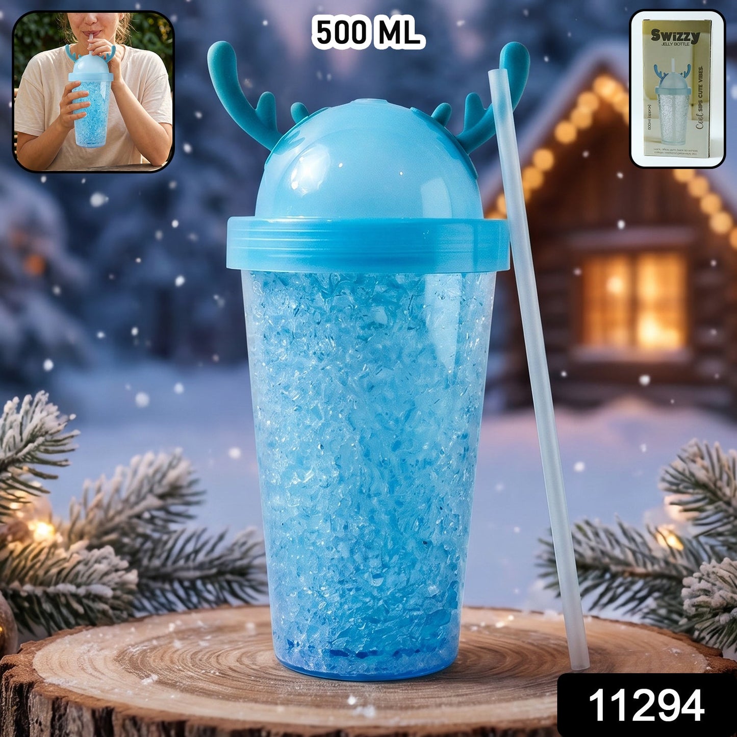 cute jelly tumbler with straw lid drinking bottle