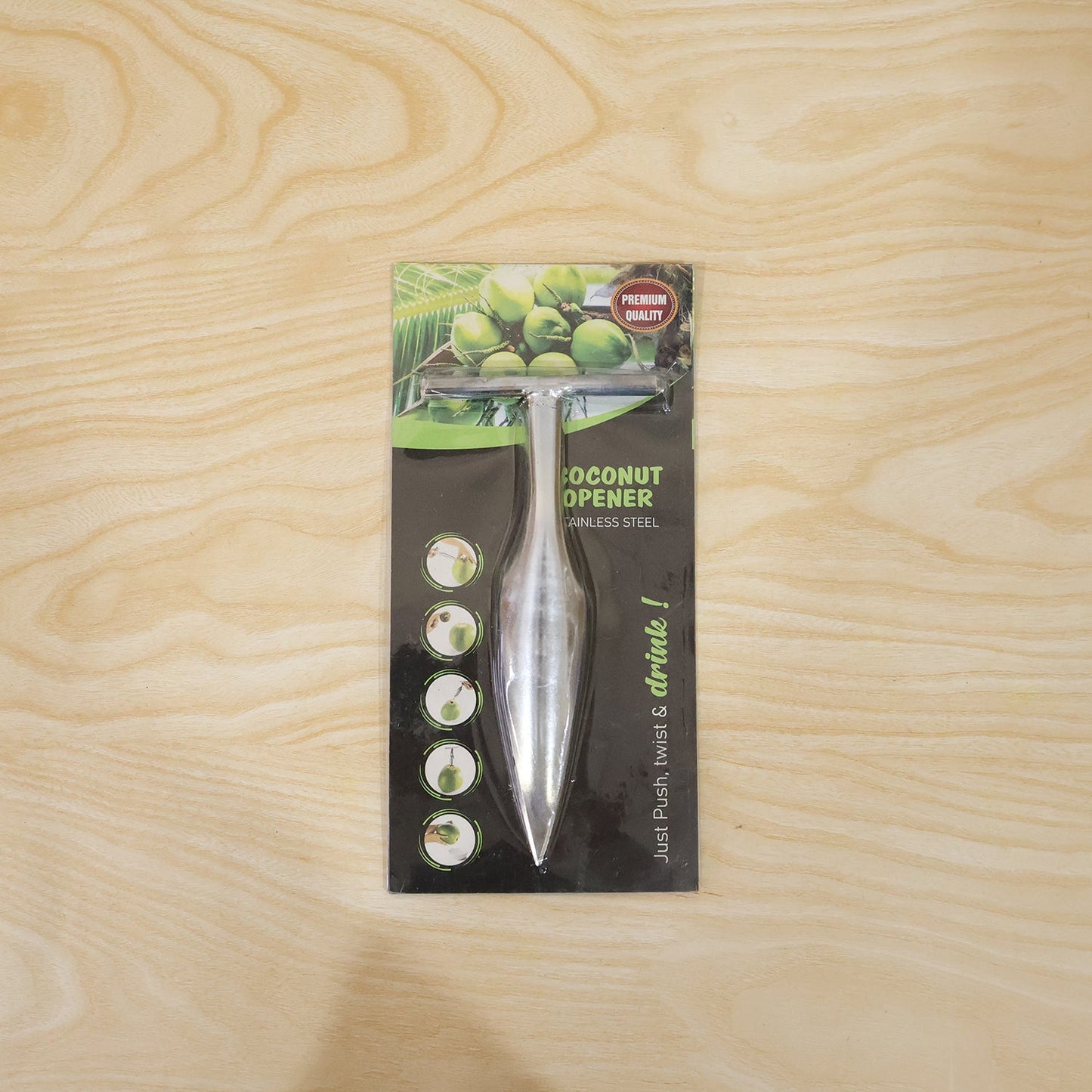 Stainless Steel Coconut Breaker Tool with Comfortable T-Handle (1 Pc)
