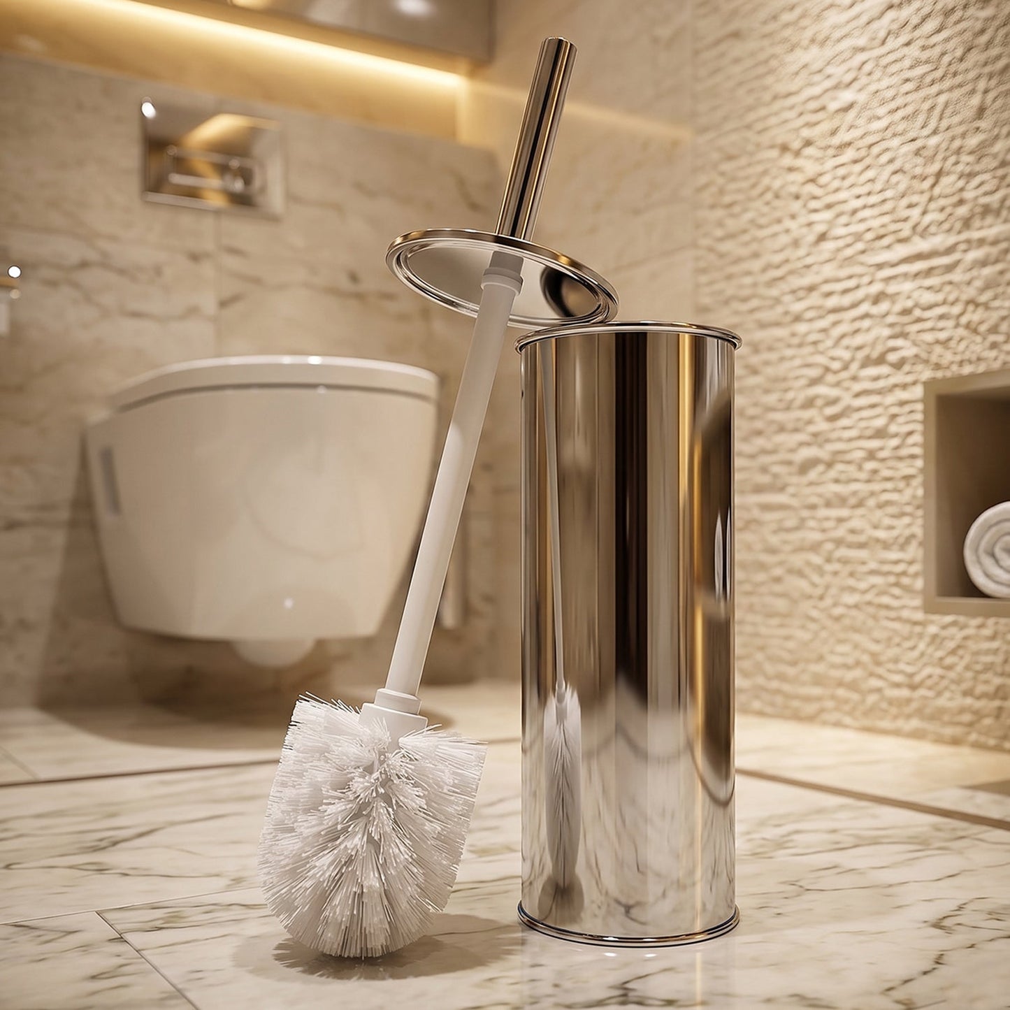 Premium Toilet Cleaning Brush with Holder Set (1 Pc)