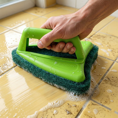 Bathroom Brush with abrasive scrubber for superior tile cleaning