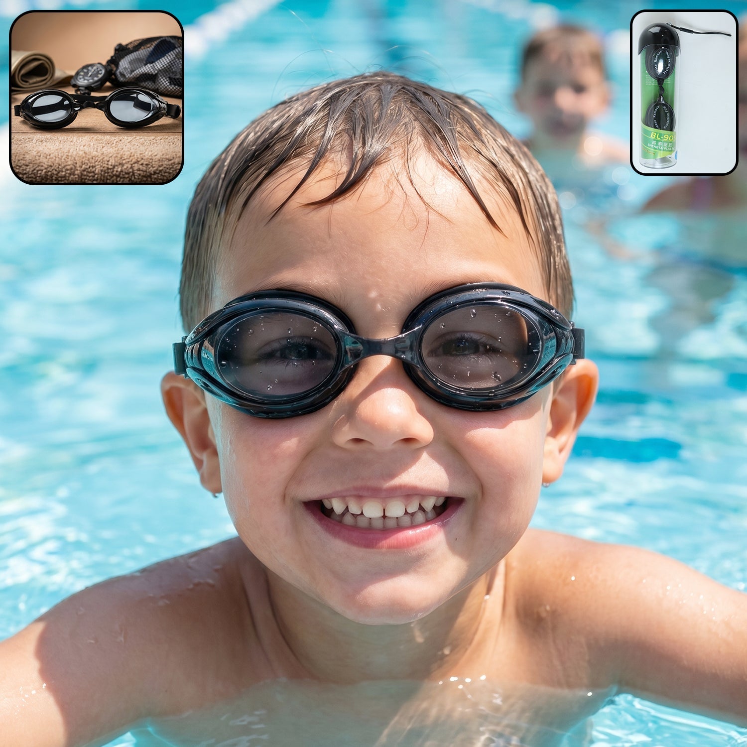 kids classic swimming goggles anti leak adjustable strap training