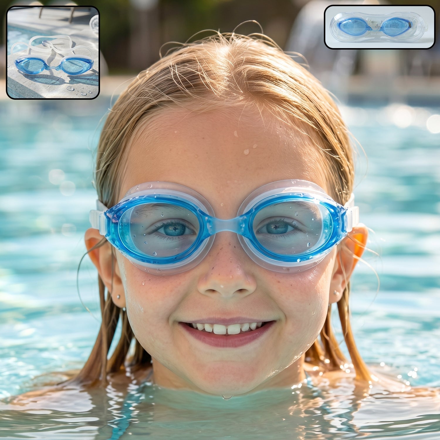 kids swimming goggles clear vision adjustable strap comfort