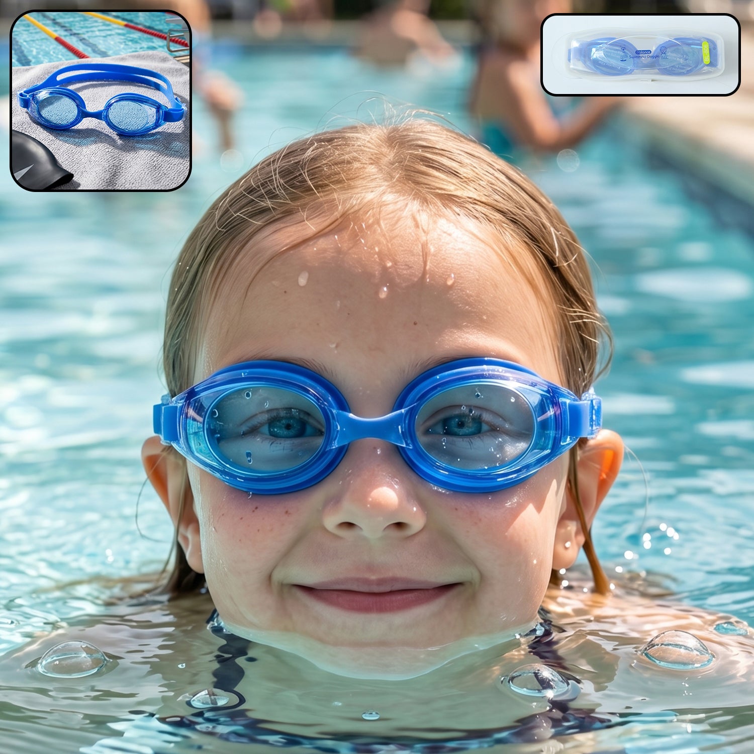 kids premium swimming goggles crystal clear lens secure fit