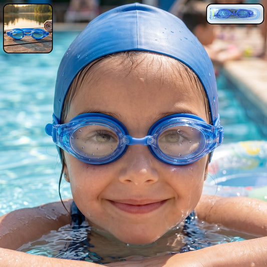 kids professional swimming goggles anti fog coating adjustable strap