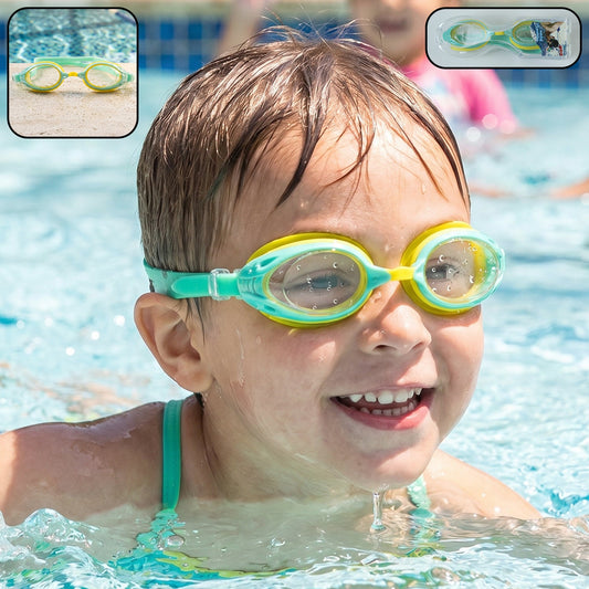 kids dual color swimming goggles clear vision comfortable fit
