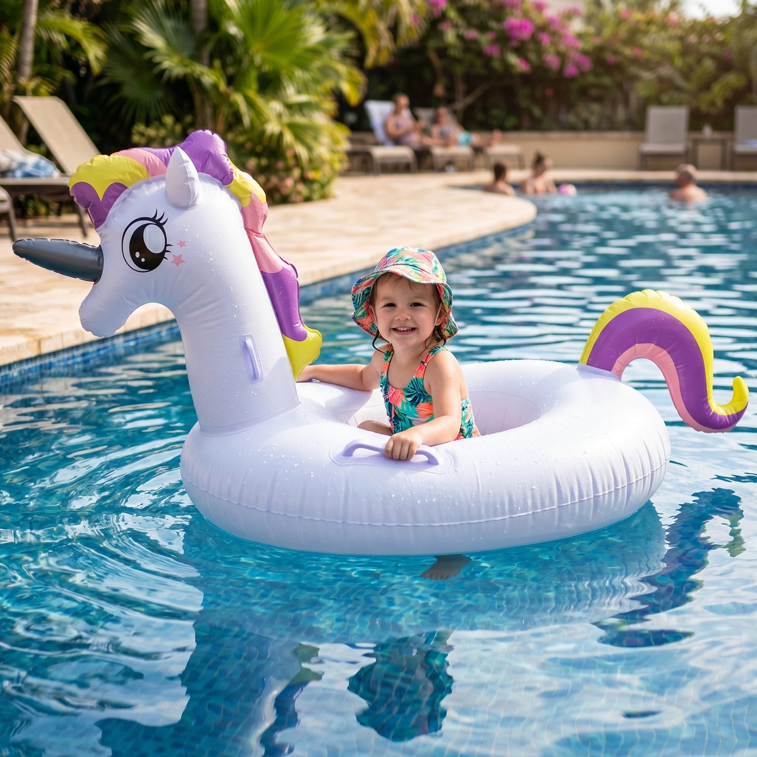 colorful unicorn swim ring inflatable toy