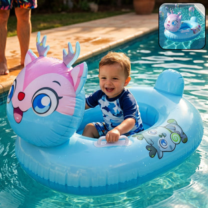 kids inflatable cartoon animal swim ring pool float handle