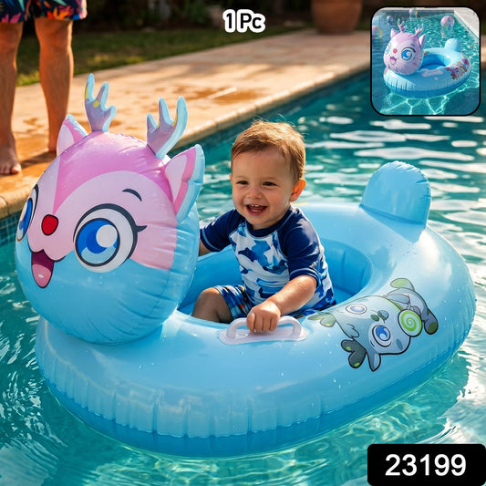 cartoon animal swim ring kids pool float safety handle