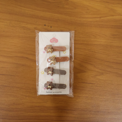 Cute Teddy Bear Decorative Hair Clips (4 Pc)