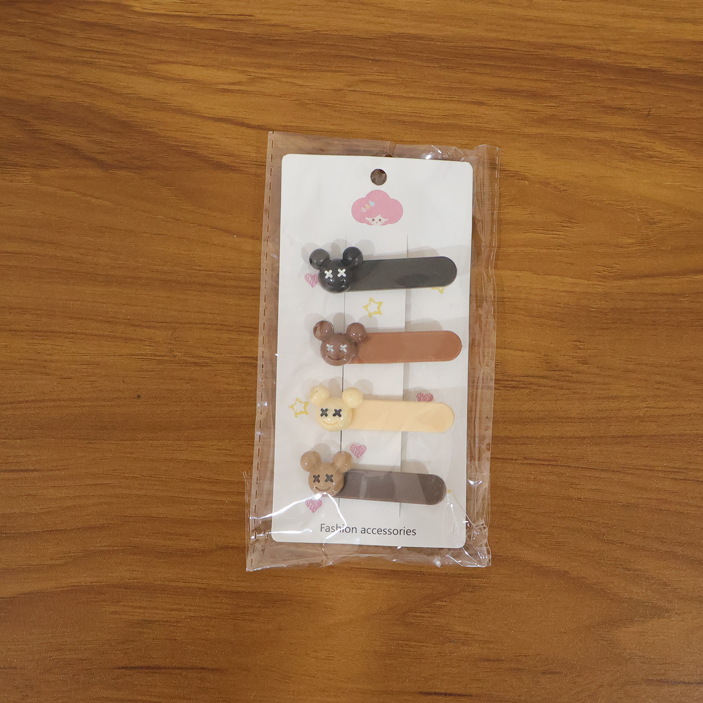 Cute Cartoon Bear Design Premium Fashion Hair Clips (4 Pc)