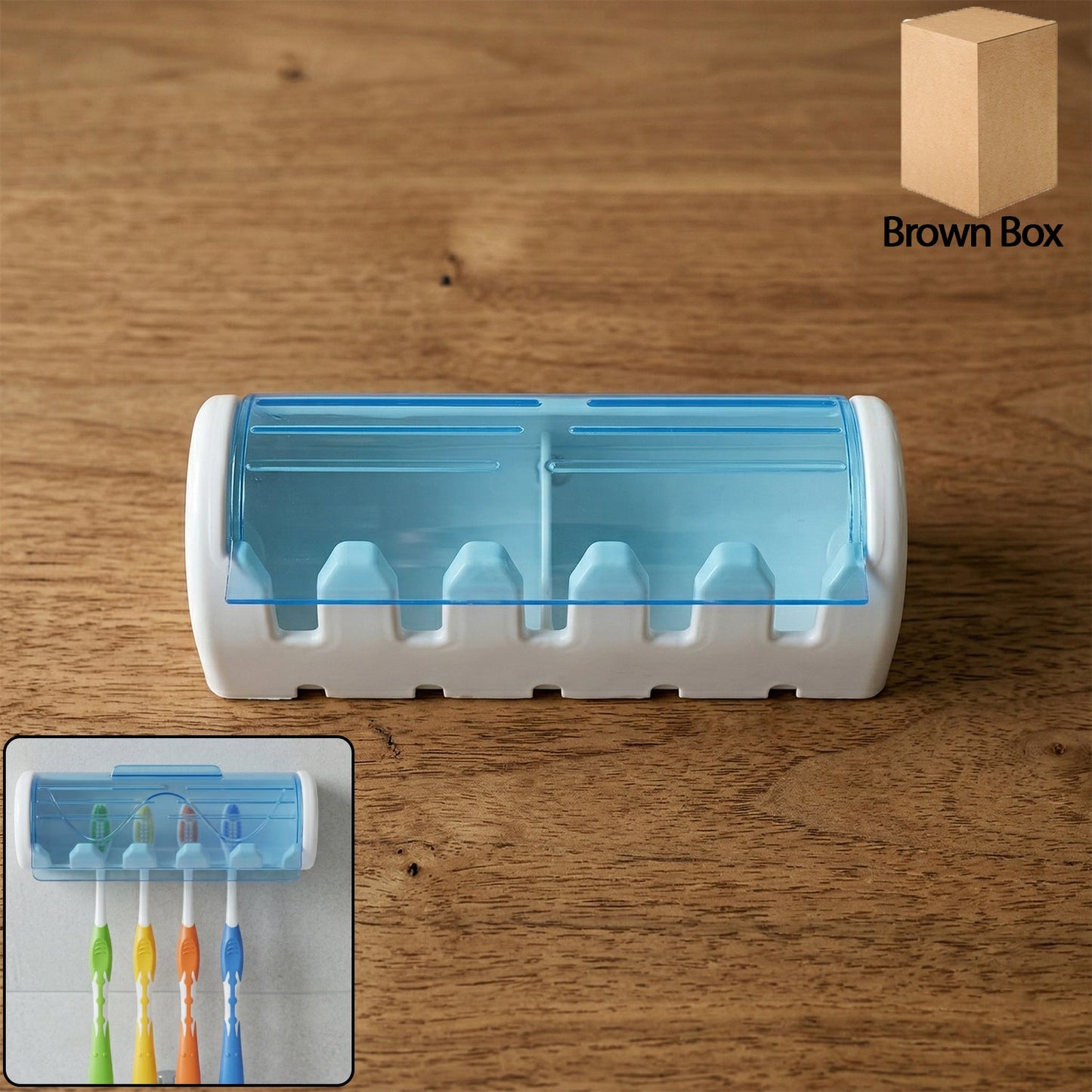 Wall Mounted Toothbrush Holder with Protective Cover (1 Pc)