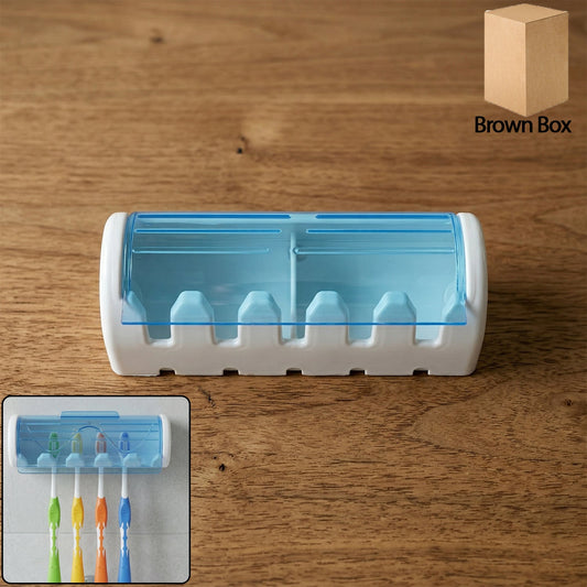 Wall Mounted Toothbrush Holder with Protective Cover (1 Pc)