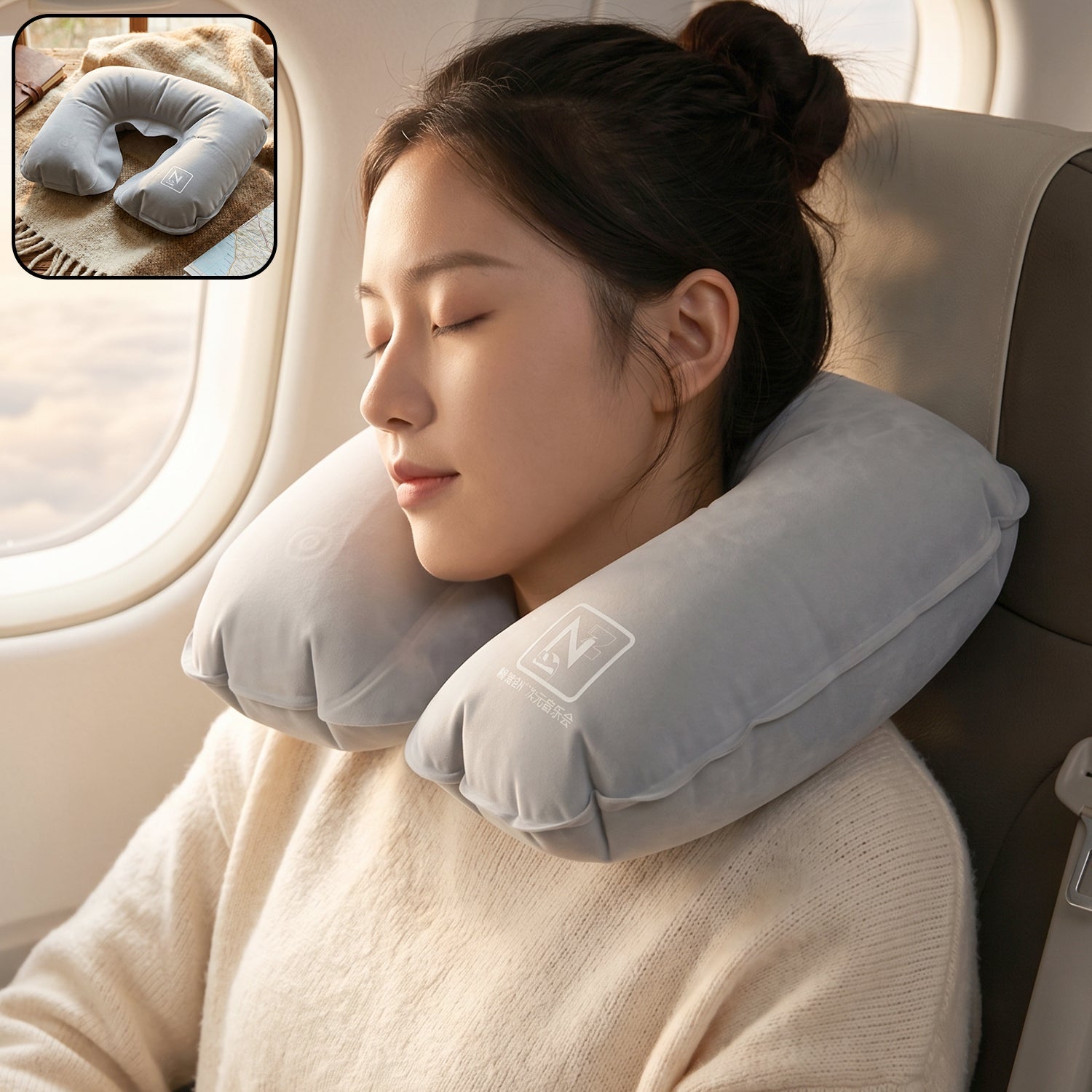 3 in 1 travel comfort kit neck pillow eye mask earplugs set