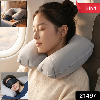 travel sleep kit with neck pillow eye mask earplugs