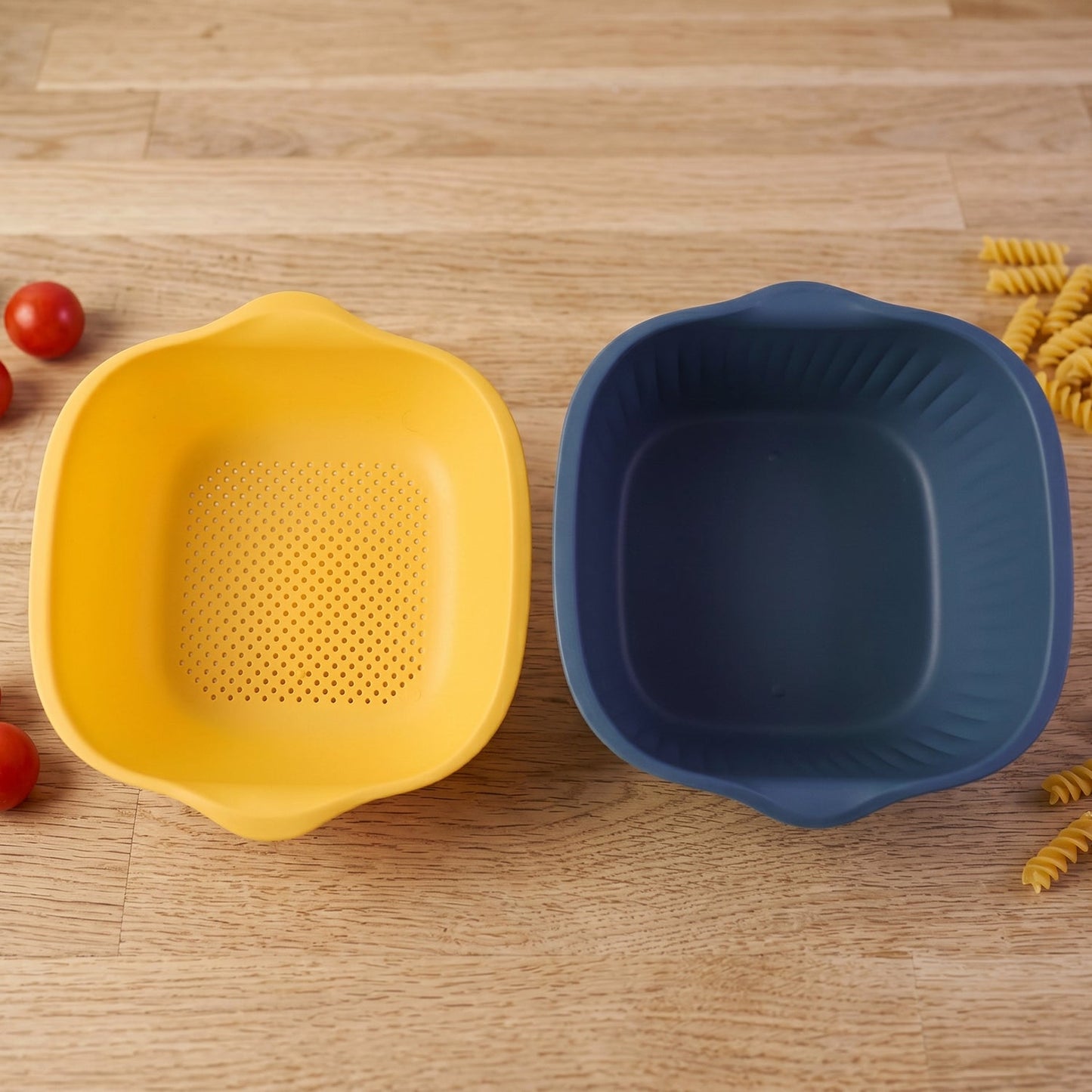 2 in 1 Multipurpose Plastic Washing Bowl with Drain Basket (1 Pc)
