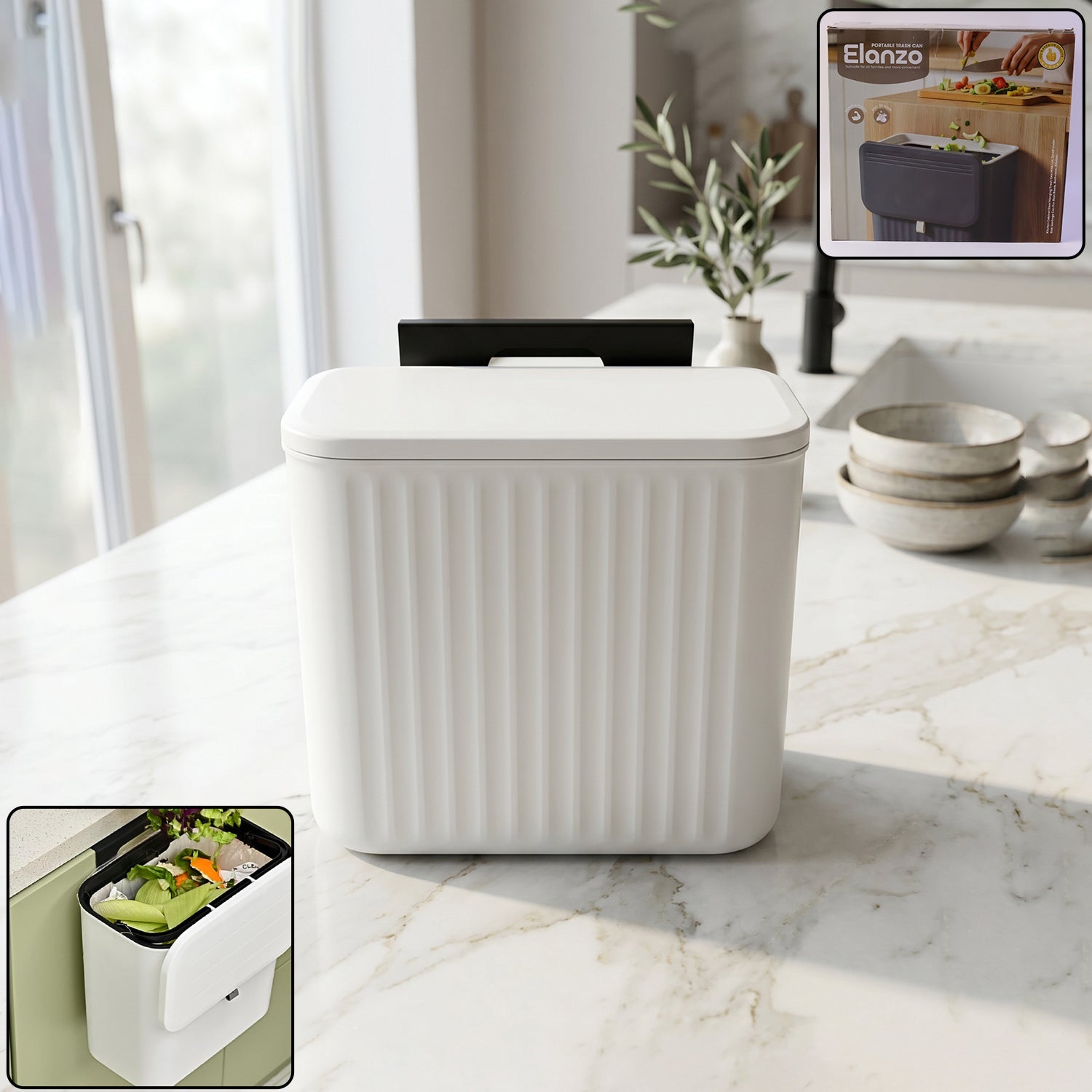 Elanzo Portable Kitchen Trash Can