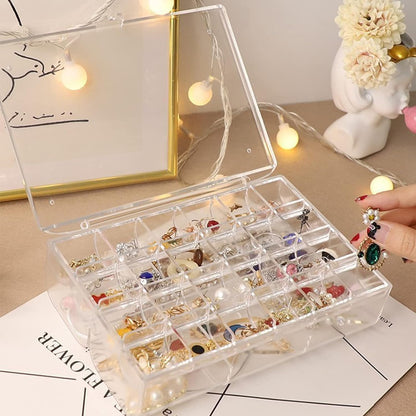 Acrylic jewellery organizer 2 layers open showing compartment capacity India