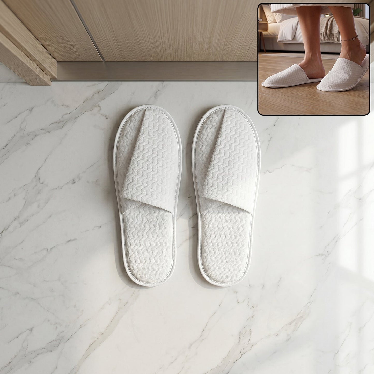 White Hotel Style Indoor Slippers