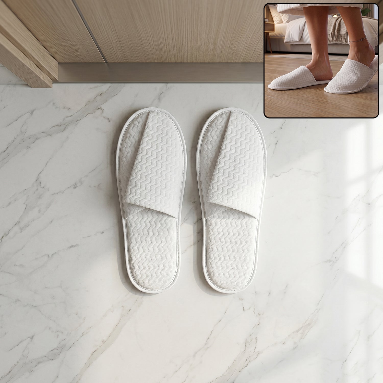 White Hotel Style Indoor Slippers