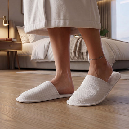 White Waffle Texture Indoor Slippers