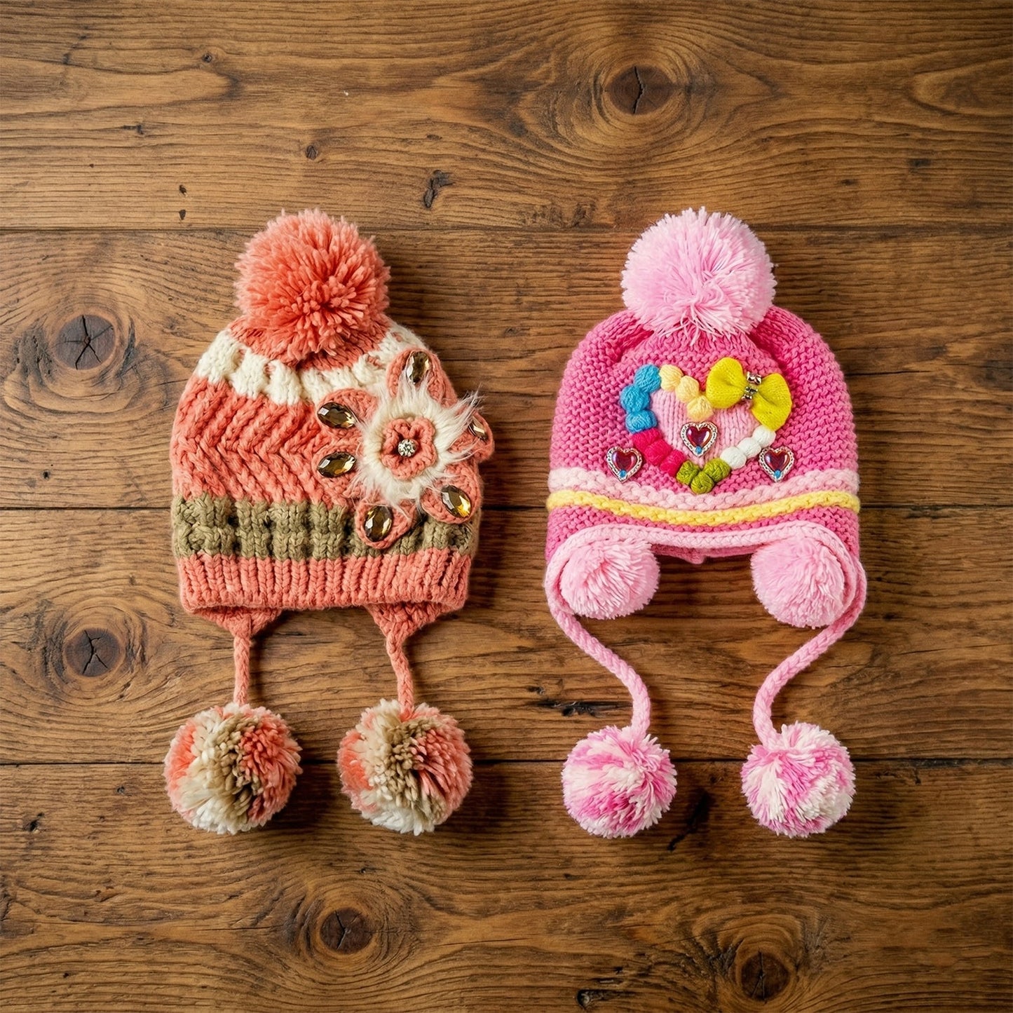cute winter hat for kids with pom pom