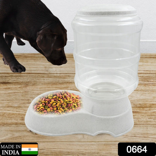 Self-dispensing pet feeder for cats and dogs – automatic dry food storage bowl